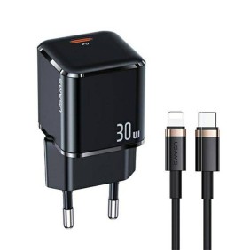 Incarcator Priza 1xUSB-C GaN 30W + Cablu Lightning 1.2m - Usams (UXTZH01) - Black