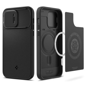 Husa iPhone 14 Pro - Spigen Optik Armor Mag - Black