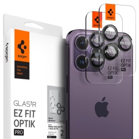 Folie Camera pentru iPhone 14 Pro / 14 Pro Max (set 2) - Spigen Optik.tR EZ FIT - Black