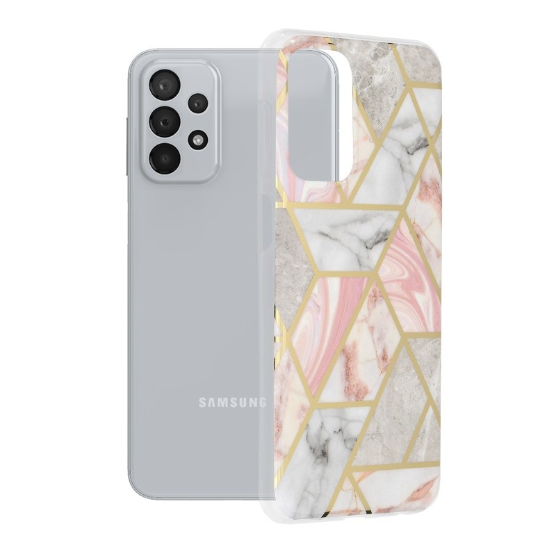 Husa pentru Samsung Galaxy A23 / A23 5G - Techsuit Marble Series - Pink Hex