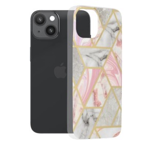 Husa pentru iPhone 14 - Techsuit Marble Series - Pink Hex
