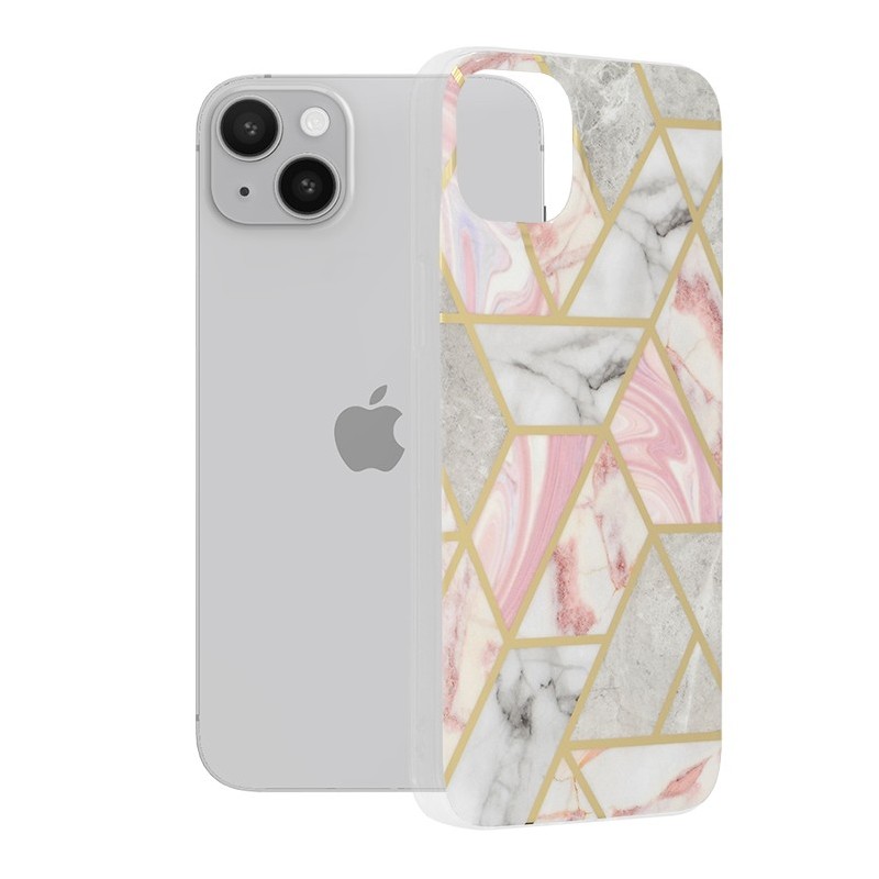 Husa pentru iPhone 14 Plus - Techsuit Marble Series - Pink Hex