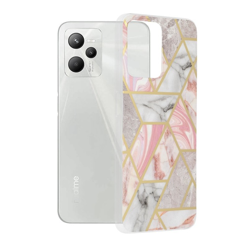 Husa pentru Realme C35 / Narzo 50A Prime - Techsuit Marble Series - Pink Hex