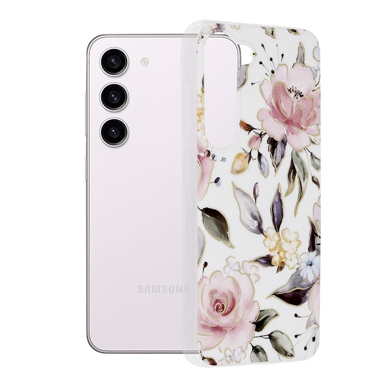 Husa pentru Samsung Galaxy S23 - Techsuit Marble Series - Chloe White