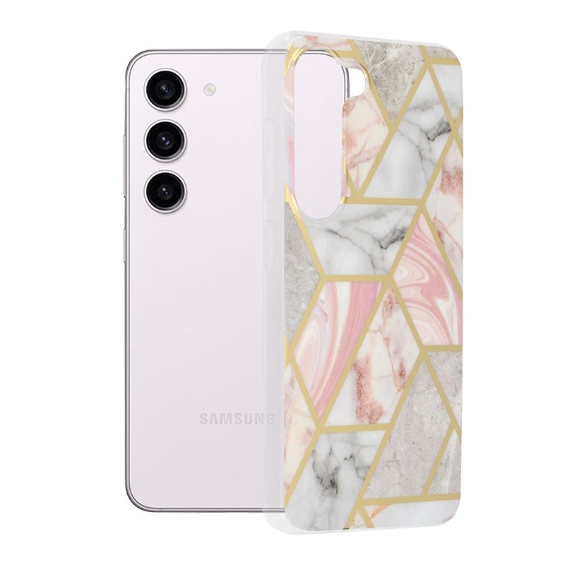 Husa pentru Samsung Galaxy S23 - Techsuit Marble Series - Pink Hex