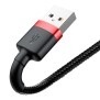 Cablu de Date USB la Lightning 2.4A, 1m - Baseus Cafule (CALKLF-B19) - Red Black