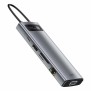 Hub 3xUSB 3.2, 2xType-C, VGA, HDMI, SD/TF Card Reader, RJ45 - Baseus Metal Glam (CAHUB-CU0G) - Grey