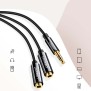 Cablu Audio Adaptor Jack la 2x Jack 25cm - Ugreen (20816) - Black