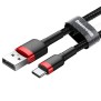 Cablu de Date USB Type-C, 3A, 0.5m - Baseus Cafule (CATKLF-A91) - Black / Red