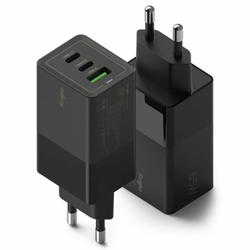 Incarcator Priza USB, 2x Type-C Fast Charging - Ringke - Black