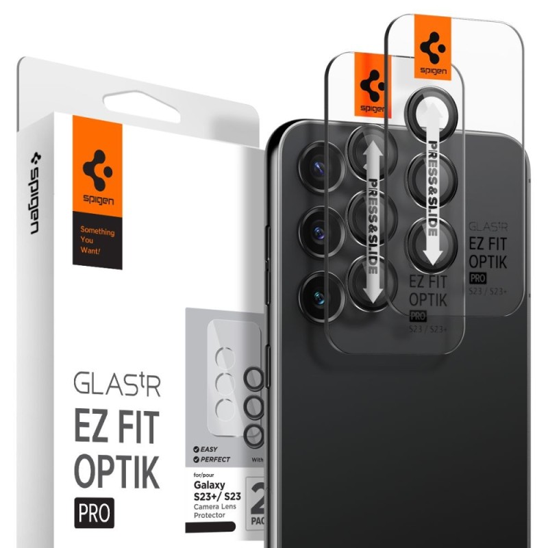 Folie Camera pentru Samsung Galaxy S23 / S23 Plus / S24 (set 2) - Spigen Optik.tR EZ FIT - Black