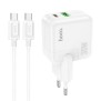 Incarcator Priza USB, Type-C 30W + Cablu Type-C - Hoco Lucky (C111A) - White