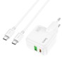 Incarcator Priza USB, Type-C 30W + Cablu Type-C - Hoco Lucky (C111A) - White