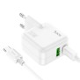 Incarcator Priza USB, Type-C 30W + Cablu Type-C - Hoco Lucky (C111A) - White