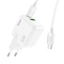 Incarcator Priza USB, Type-C 30W + Cablu Type-C - Hoco Lucky (C111A) - White