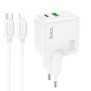 Incarcator Priza USB, Type-C 30W + Cablu Type-C la Lightning - Hoco Lucky (C111A) - White