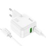 Incarcator Priza USB, Type-C 30W + Cablu Type-C la Lightning - Hoco Lucky (C111A) - White