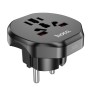 Adaptor Priza Universal PL/EU Plug / UK, 10A, 250V, 2500W - Hoco (AC6) - Black