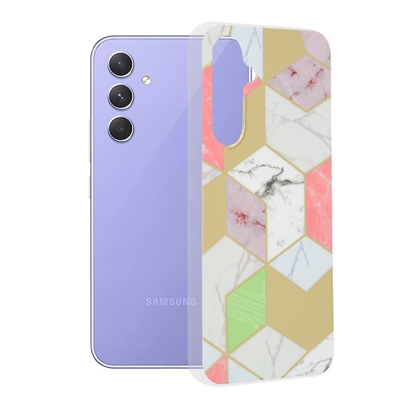 Husa pentru Samsung Galaxy A54 - Techsuit Marble Series - Purple Hex