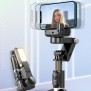 Gimbal Selfie Stick Stable cu Lumina LED si Telecomanda, 70cm - Techsuit (Q18) - Black