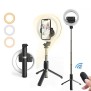 Selfie Stick Stabil cu Lampa Circulara, 80cm - Techsuit (Q07) - Black