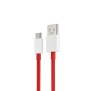 Cablu de Incarcare USB la Type-C, 8A - OnePlus (D301) - White / Red (Bulk Packing)