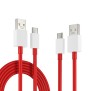 Cablu de Incarcare USB la Type-C, 8A - OnePlus (D301) - White / Red (Bulk Packing)