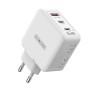 Incarcator priza GaN 3 in 1, USB, 2xType-C, 65W - Duzzona (T9) - White