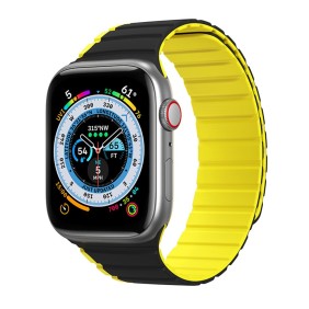 Curea pentru Apple Watch 1/2/3/4/5/6/7/8/9/SE/SE 2 (38/40/41mm) - Dux Ducis LD Series - Black / Yellow