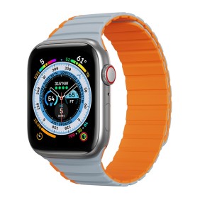 Curea pentru Apple Watch 1/2/3/4/5/6/7/8/9/SE/SE 2 (38/40/41mm) - Dux Ducis LD Series - Grey / Orange