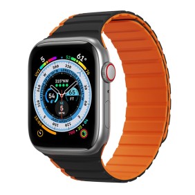 Curea pentru Apple Watch 1/2/3/4/5/6/7/8/9/SE/SE 2 (38/40/41mm) - Dux Ducis LD Series - Black / Orange