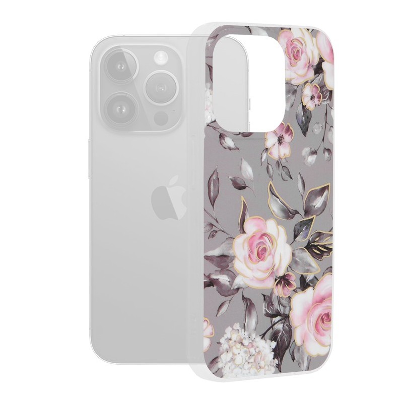 Husa pentru iPhone 15 Pro - Techsuit Marble Series - Bloom of Ruth Gray