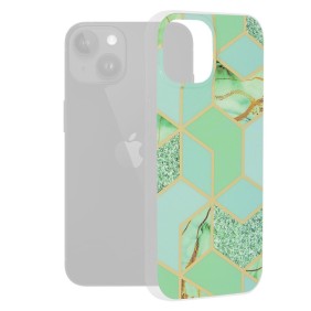Husa pentru iPhone 15 - Techsuit Marble Series - Green Hex