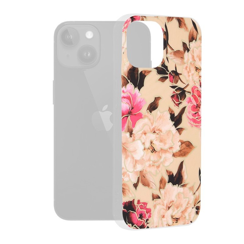 Husa pentru iPhone 15 - Techsuit Marble Series - Mary Berry Nude