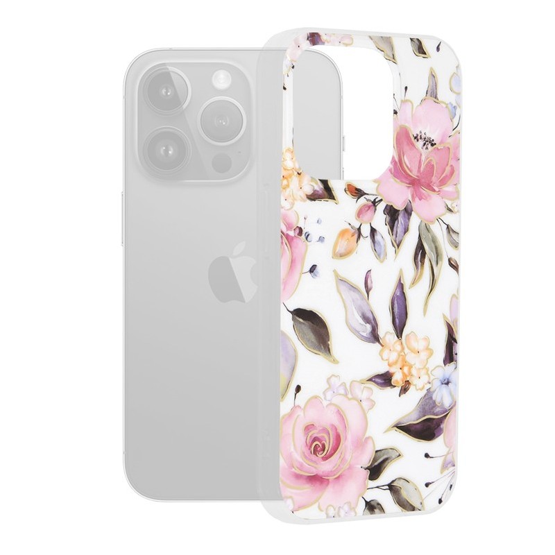 Husa pentru iPhone 15 Pro - Techsuit Marble Series - Chloe White