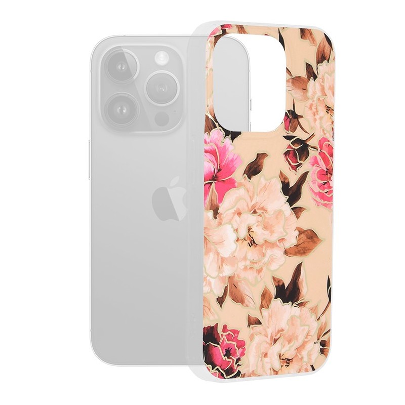 Husa pentru iPhone 15 Pro - Techsuit Marble Series - Mary Berry Nude