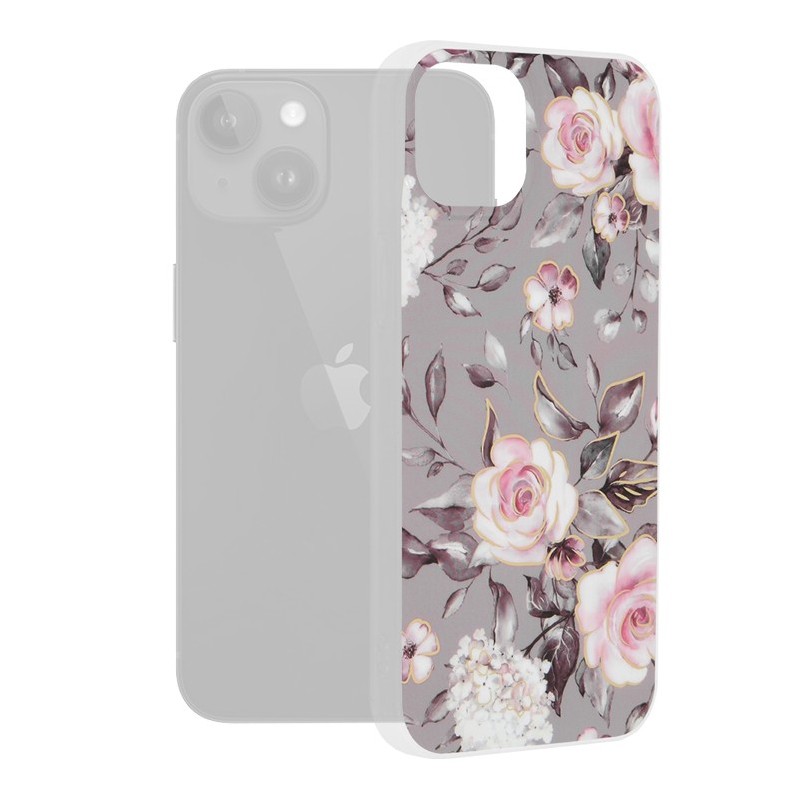 Husa pentru iPhone 15 Plus - Techsuit Marble Series - Bloom of Ruth Gray