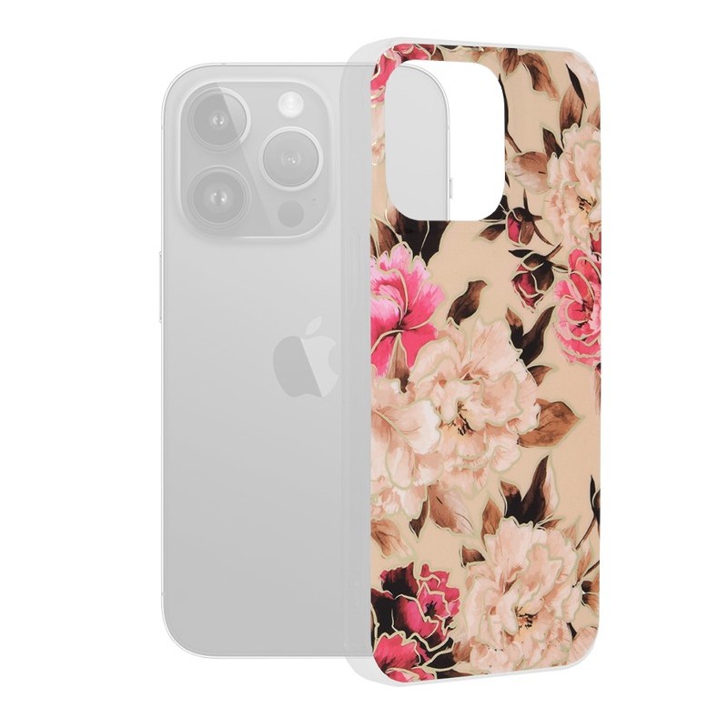 Husa pentru iPhone 15 Pro Max - Techsuit Marble Series - Mary Berry Nude