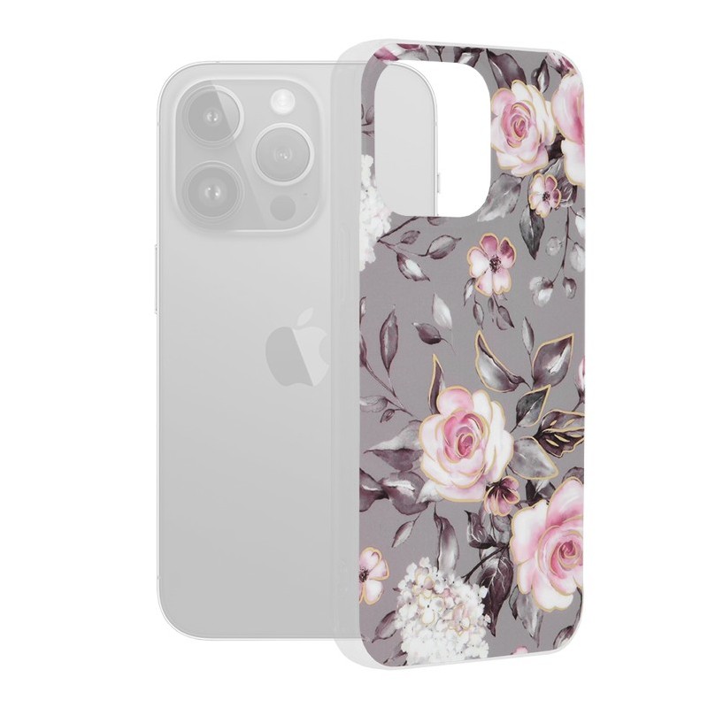 Husa pentru iPhone 15 Pro Max - Techsuit Marble Series - Bloom of Ruth Gray