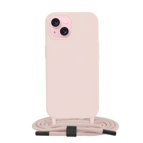 Husa pentru iPhone 15 - Techsuit Crossbody Lanyard - Pink