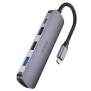 Hoco - Docking Station (HB27) - Type-C to USB 3.0, 2x USB 2.0, Type-C, HDMI, 60W, 20V/3A, 4K@30Hz - Metal Gray