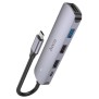 Hoco - Docking Station (HB27) - Type-C to USB 3.0, 2x USB 2.0, Type-C, HDMI, 60W, 20V/3A, 4K@30Hz - Metal Gray