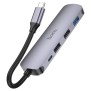 Hoco - Docking Station (HB27) - Type-C to USB 3.0, 2x USB 2.0, Type-C, HDMI, 60W, 20V/3A, 4K@30Hz - Metal Gray