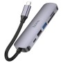 Hoco - Docking Station (HB28) - Type-C to USB3.0, USB2.0, SD Card, TF Card, Type-C, HDMI - Metal Gray