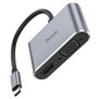 Adaptor Type-C la HDMI, VGA, 4K@30Hz 1080p - Hoco (HB29) - Metal Gray