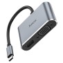 Hoco - OTG Adapter Eco (HB30) - Type-C to HDMI, VGA, USB3.0, Type-C 4K@30Hz, 100W, 5Gbps - Metal Gray