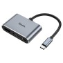 Hoco - OTG Adapter Eco (HB30) - Type-C to HDMI, VGA, USB3.0, Type-C 4K@30Hz, 100W, 5Gbps - Metal Gray