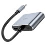 Hoco - OTG Adapter Eco (HB30) - Type-C to HDMI, VGA, USB3.0, Type-C 4K@30Hz, 100W, 5Gbps - Metal Gray