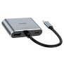 Hoco - OTG Adapter Eco (HB30) - Type-C to HDMI, VGA, USB3.0, Type-C 4K@30Hz, 100W, 5Gbps - Metal Gray