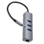 Hoco - Docking Station Easy Link (HB34) - Type-C to USB3.0, Ethernet, 1000Mbps - Metal Gray